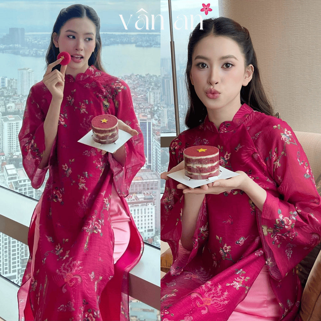 [VAN AN - TET 2026] CHAU DIEP Ao Dai - Long Style, Long Sleeves With 4-Panel Design - Premium Silk Material With High-Quality Printed Patterns