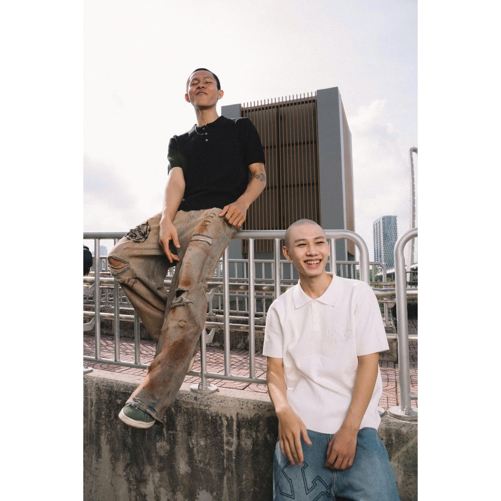 DirtyCoins Knit Polo Rope Embroidery T-Shirt