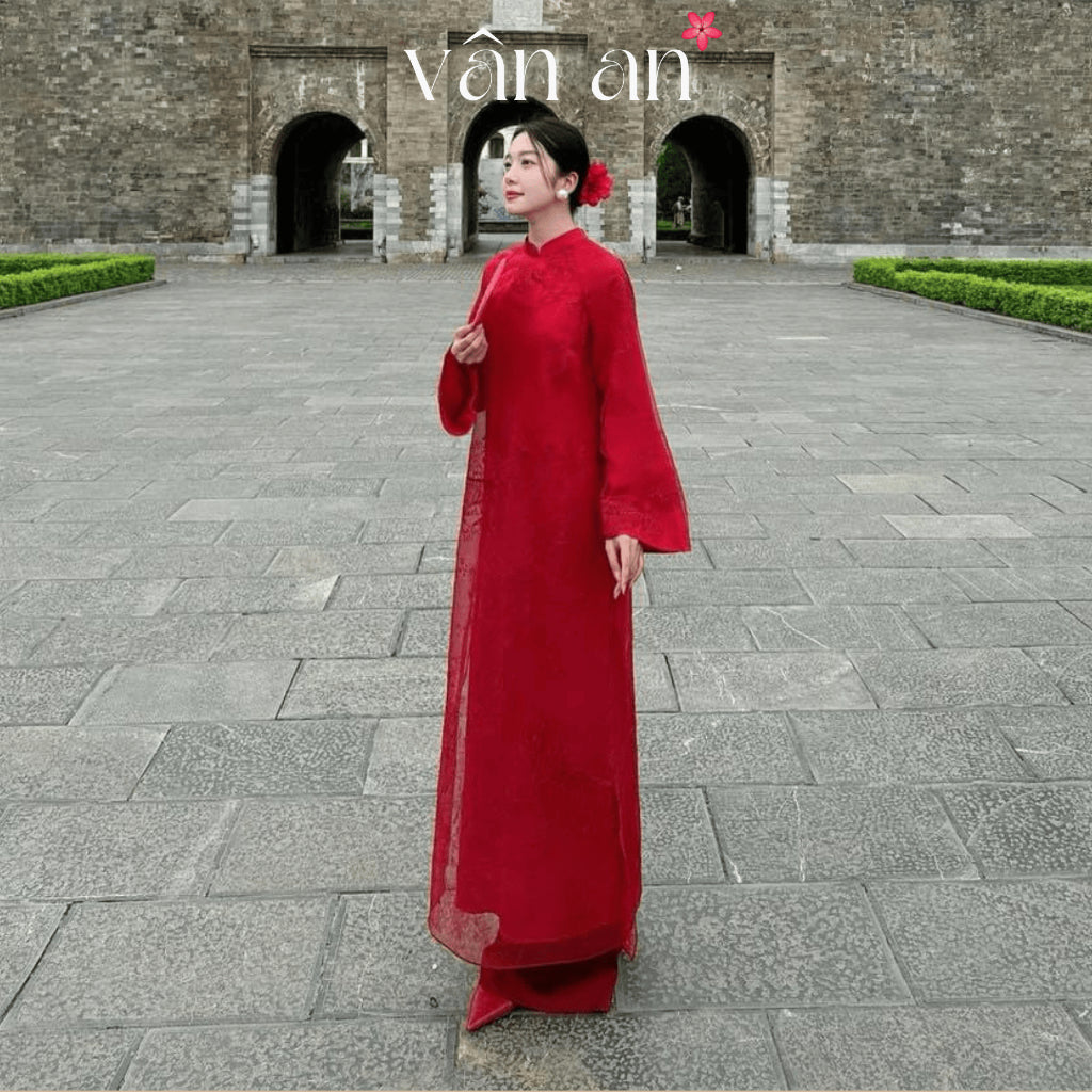 [VAN AN - TET 2026] BICH SU Ao Dai - Straight Fit, Long Sleeves - High Quality Oganza Silk Material with Unicorn Embroidered Pattern - (AVAILABLE)