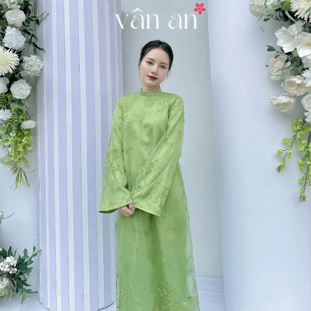 [VAN AN - TET 2026] BICH SU Ao Dai - Straight Fit, Long Sleeves - High Quality Oganza Silk Material with Unicorn Embroidered Pattern - (AVAILABLE)