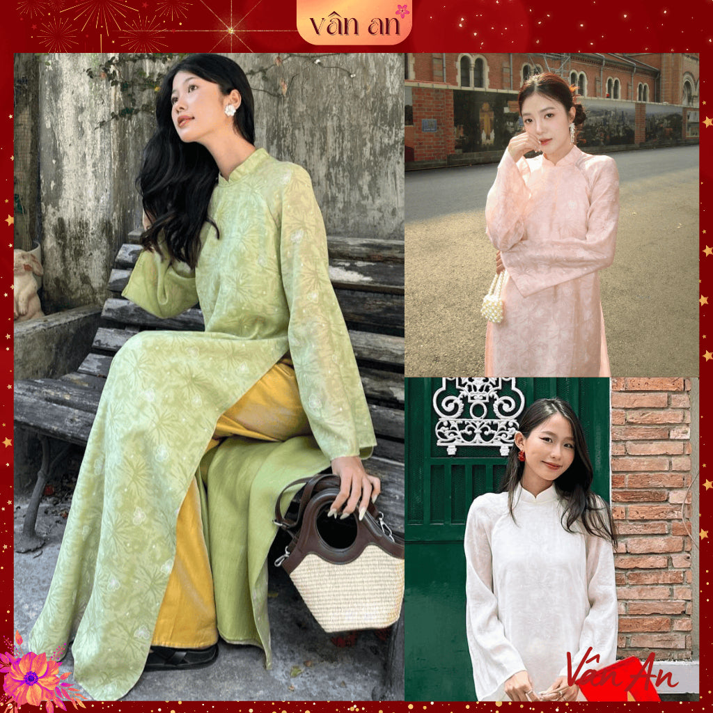[VAN AN - TET 2026] Ao Dai THUONG XUAN - 4-Panel Design, Crep Silk Material with Lightly Printed Patterns - (AVAILABLE)