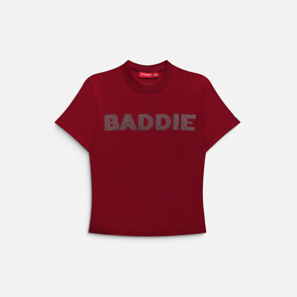 NEEDS OF WISDOM Rhinestone Baddie Baby Tee - Red - Authentic Local Brand