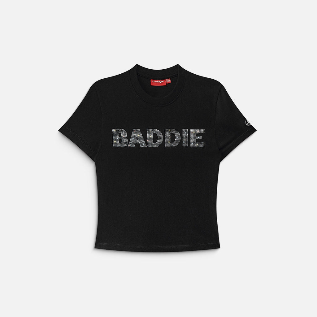 NEEDS OF WISDOM Rhinestone Baddie Baby Tee - Black - Authentic Local Brand