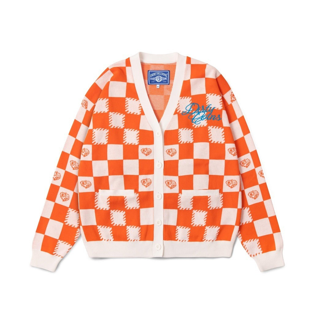 DirtyCoins Checkerboard Knit Cardigan