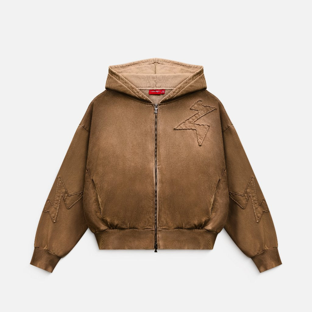 NEEDS OF WISDOM Patch Hoodie - Washed Brown - Genuine Local Brand