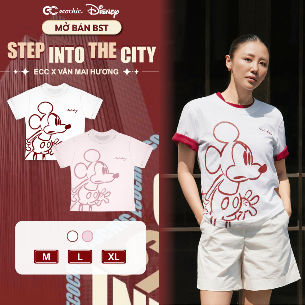 Áo Phông Baby Tee ECOCHIC MICKEY LOGO Chất Liệu Mềm Mịn Chính Hãng Bản Quyền Disney COLLECTION BB009