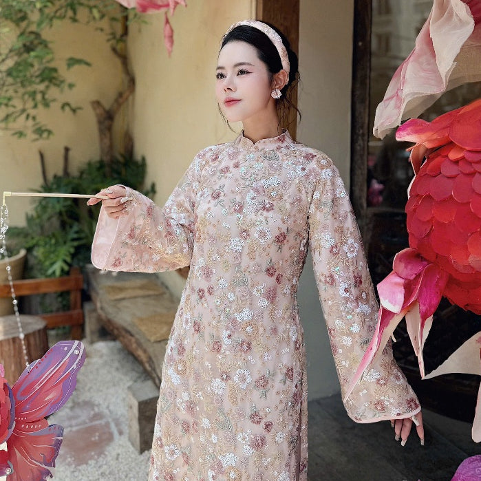 [PRE-ORDER] 4-panel sequined ao dai by Mong Thu LINN Design