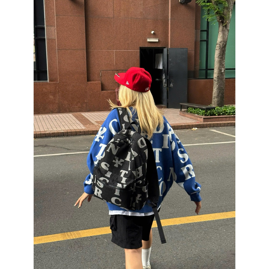 Balo DirtyCoins Letters Monogram Denim Backpack - Black