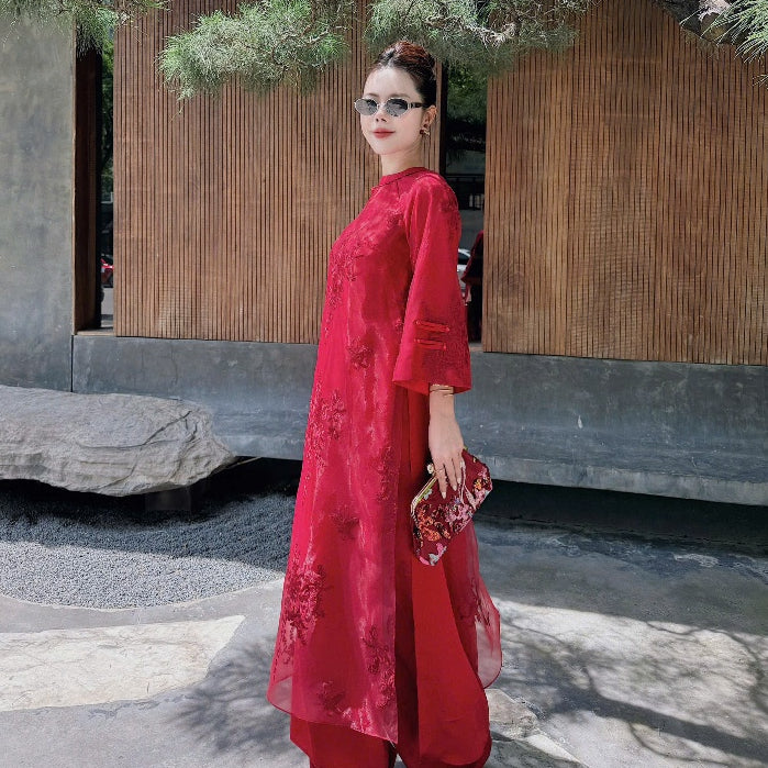 [PRE-ORDER] Modern Ao Dai with 4 panels and a solid collar by Ngoc An LINN Design 