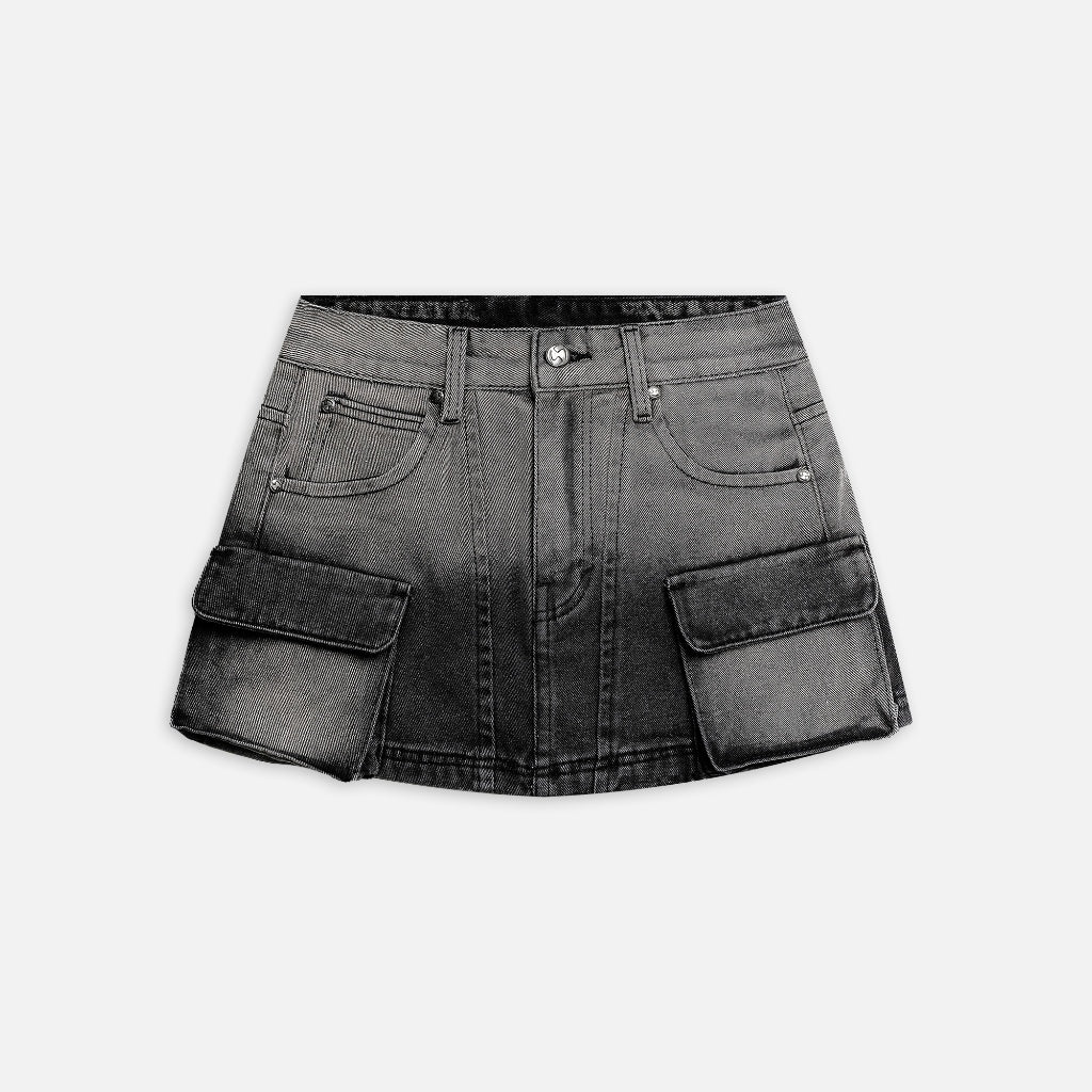 Váy NEEDS OF WISDOM Denim Cargo Mini Skirt - Washed Black - Local Brand Chính Hãng