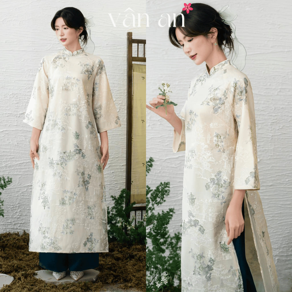 [VAN AN - TET 2026] TU DIEP Ao Dai - Straight Fit, 4-Panel Design - High Quality Silk Material with Gentle, Elegant Printed Patterns