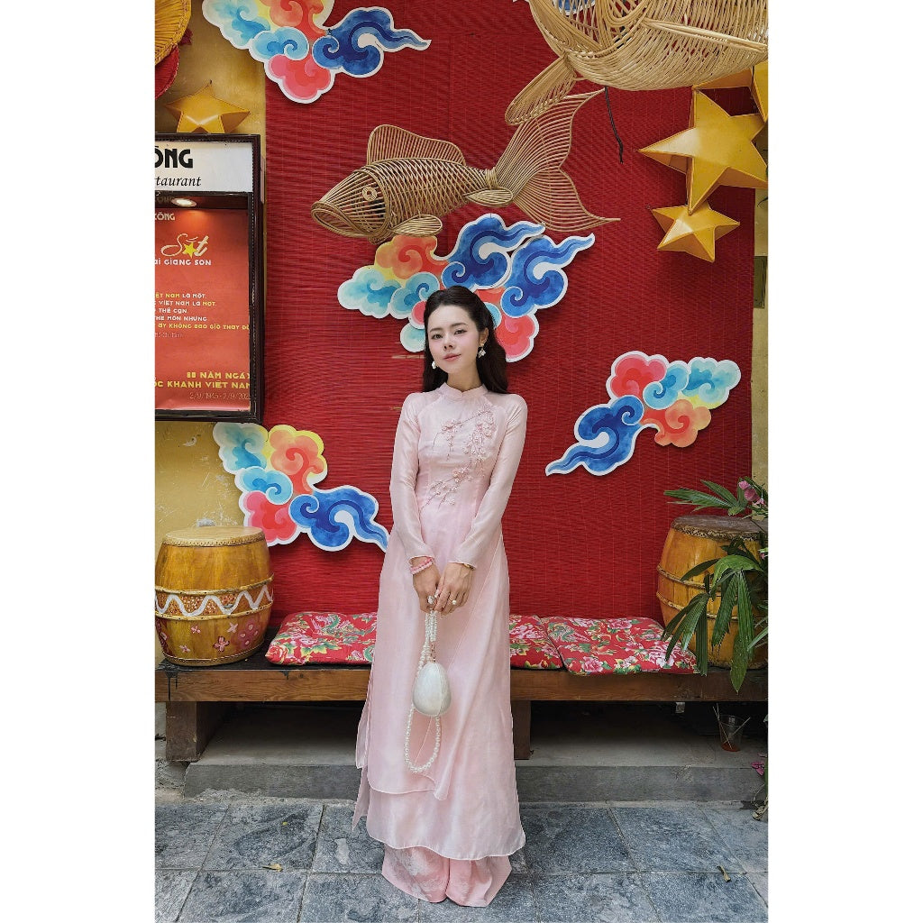 [PRE-ORDER] Modernized 4-panel ao dai with handmade sequins by Chau Anh LINN Design 