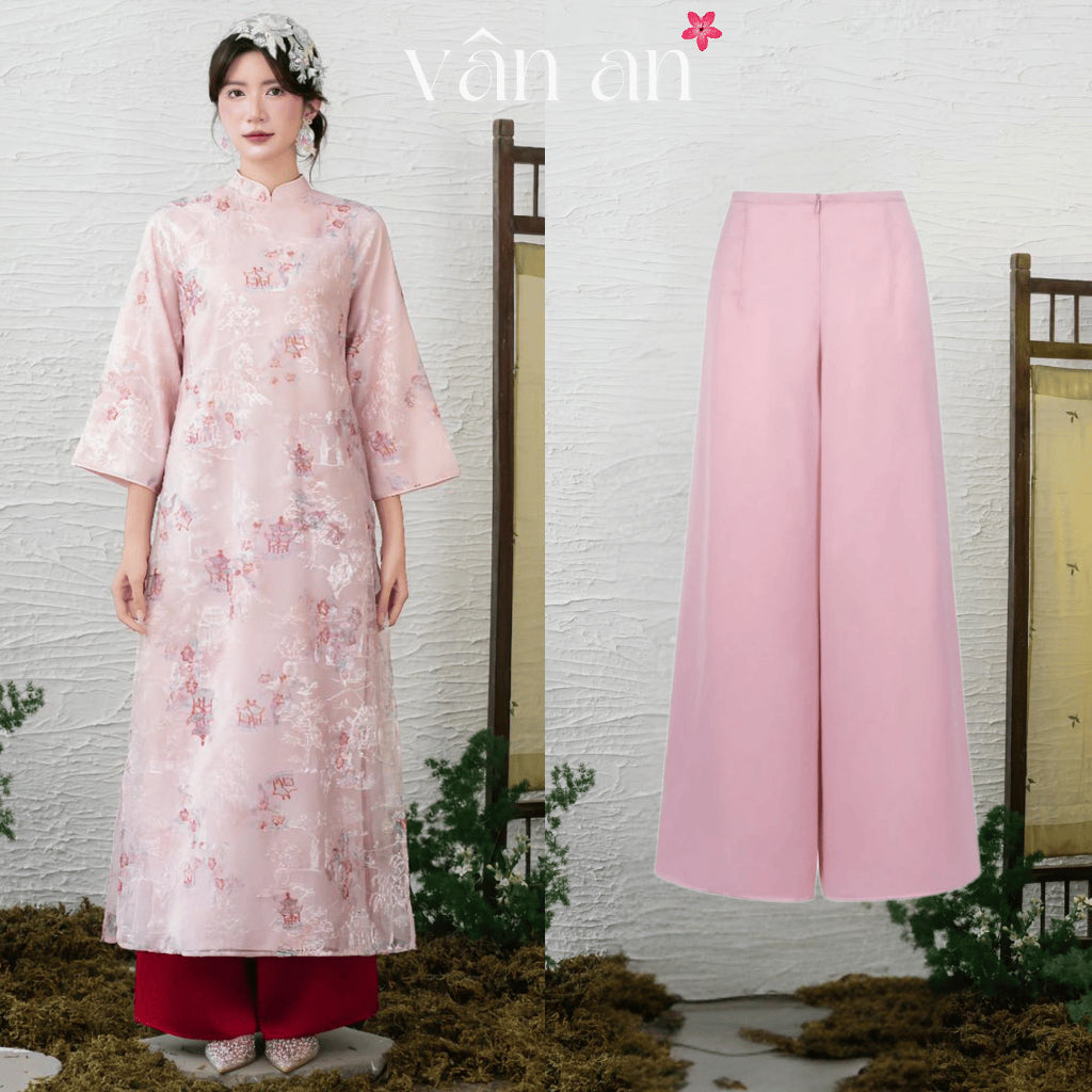 [VAN AN - TET 2026] TU DIEP Ao Dai - Straight Fit, 4-Panel Design - High Quality Silk Material with Gentle, Elegant Printed Patterns