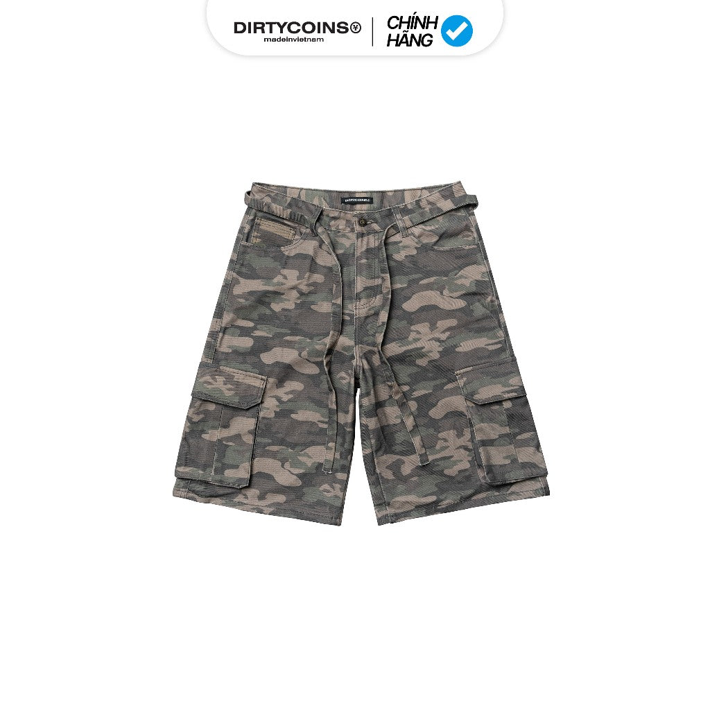 DirtyCoins Cargo Shorts Drawstring Camo Green