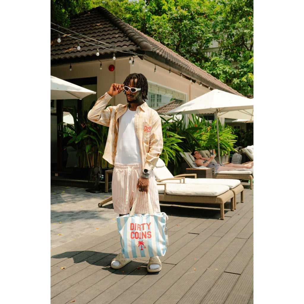 DirtyCoins Striped Script Logo Shorts