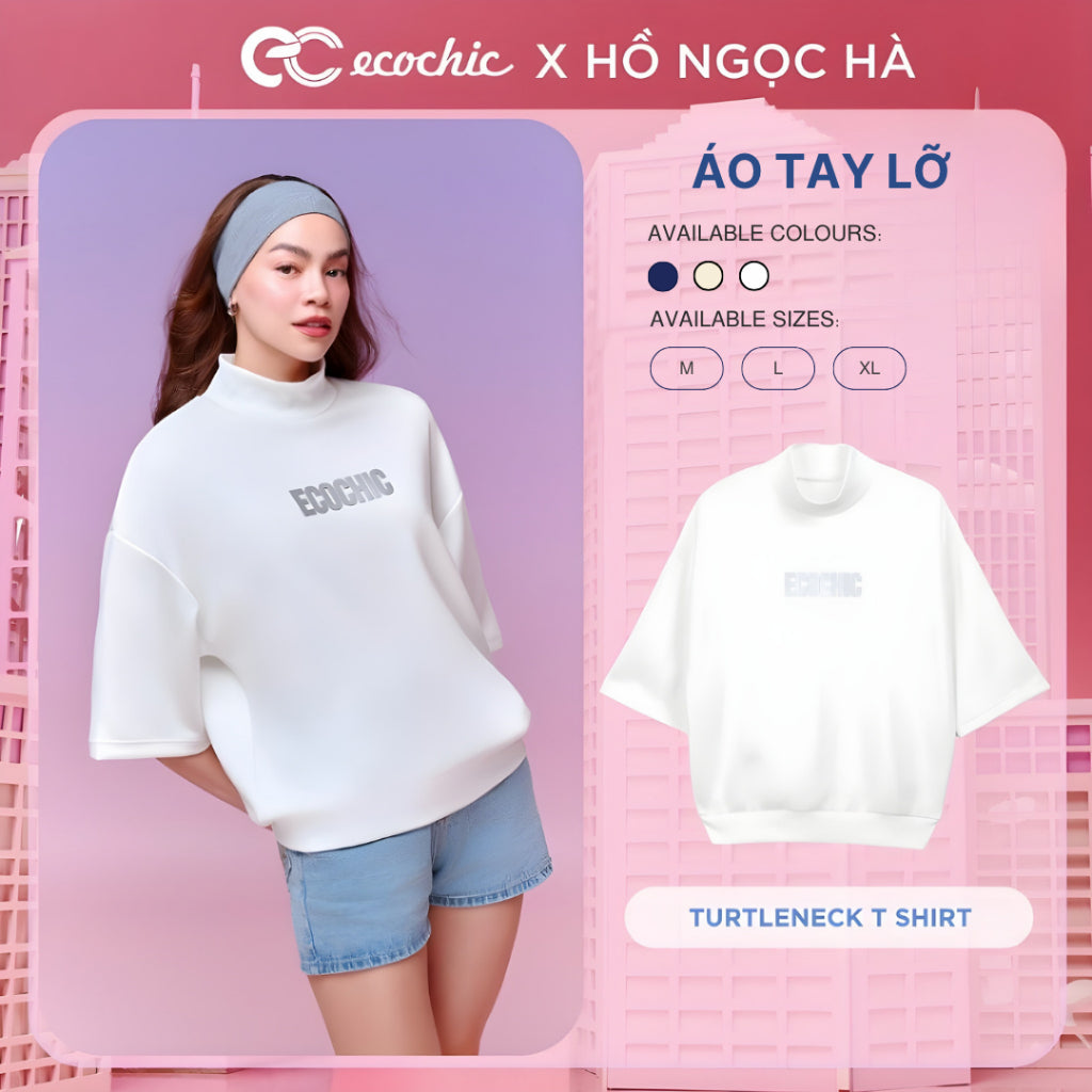 (SALE TRI ÂN) Áo Tay Lỡ ECOCHIC TURTLENECK TSHIRT TIMELESS ESSENTIALS Chất Liệu Ecozy Cao Cấp Unisex B110