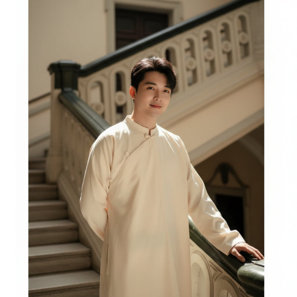 Traditional Five-Panel Men's Ao Dai – Moc An Ao Dai, High-Quality, Perfect Fit, Elegant and Flattering. 