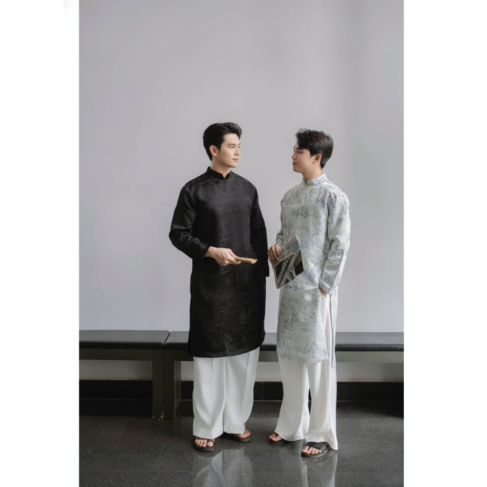 [Men's Ao Dai - Tet 2026] Modernized Men's Ao Dai by Nguyen Phong, Brocade Fabric, Back Zipper, Padded Shoulders 