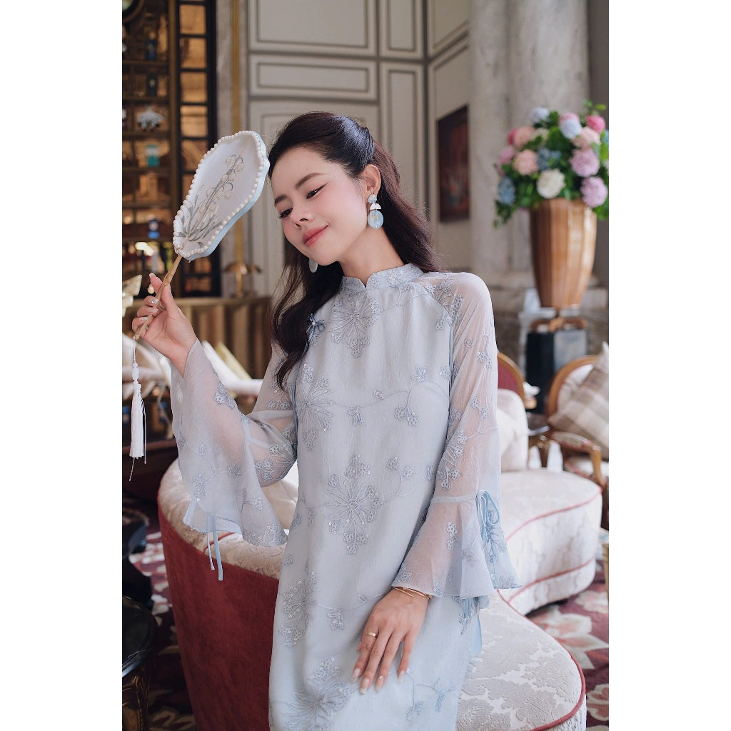 [PRE-ORDER] Khiet Thanh sequin embroidered 4-panel modernized ao dai 