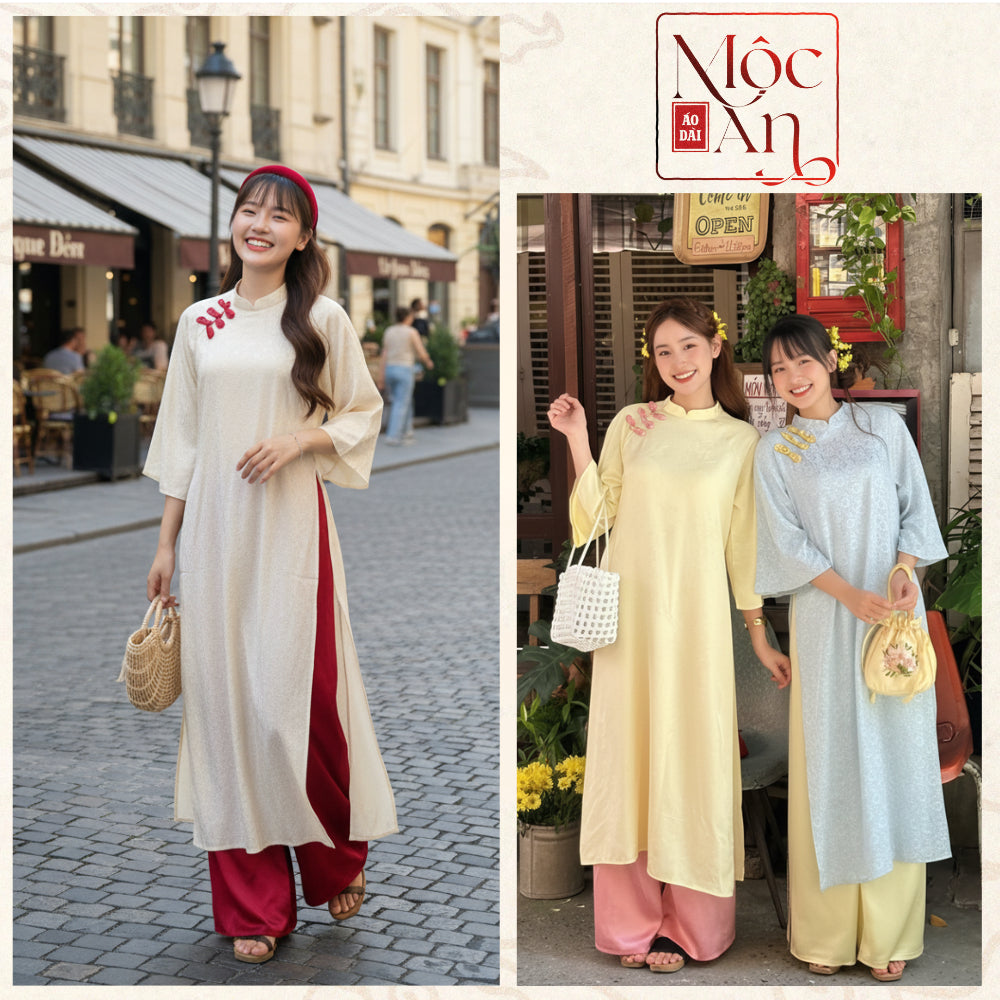 Modernized Ao Dai with Loose Fit, Elegant Brocade Fabric, Embellished with Shell-shaped Buttons - Hot Trend for Tet 2026 - Moc An Ao Dai 