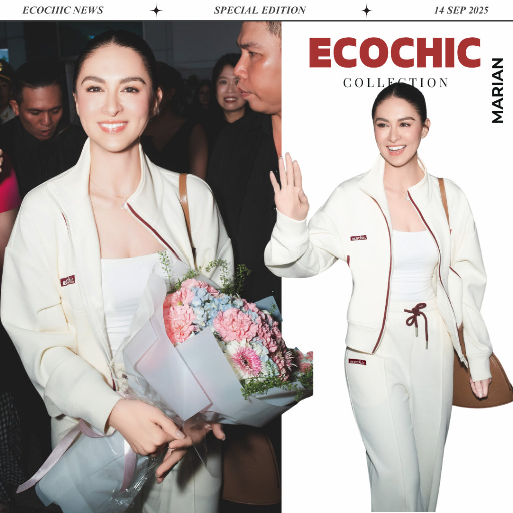 Set Bộ ECOCHIC AURORA GRACE Áo Polo Khoá Zip 2 Chiều Phối Quần Suông Cạp Cao Chất Liệu Cao Cấp Chính Hãng B182