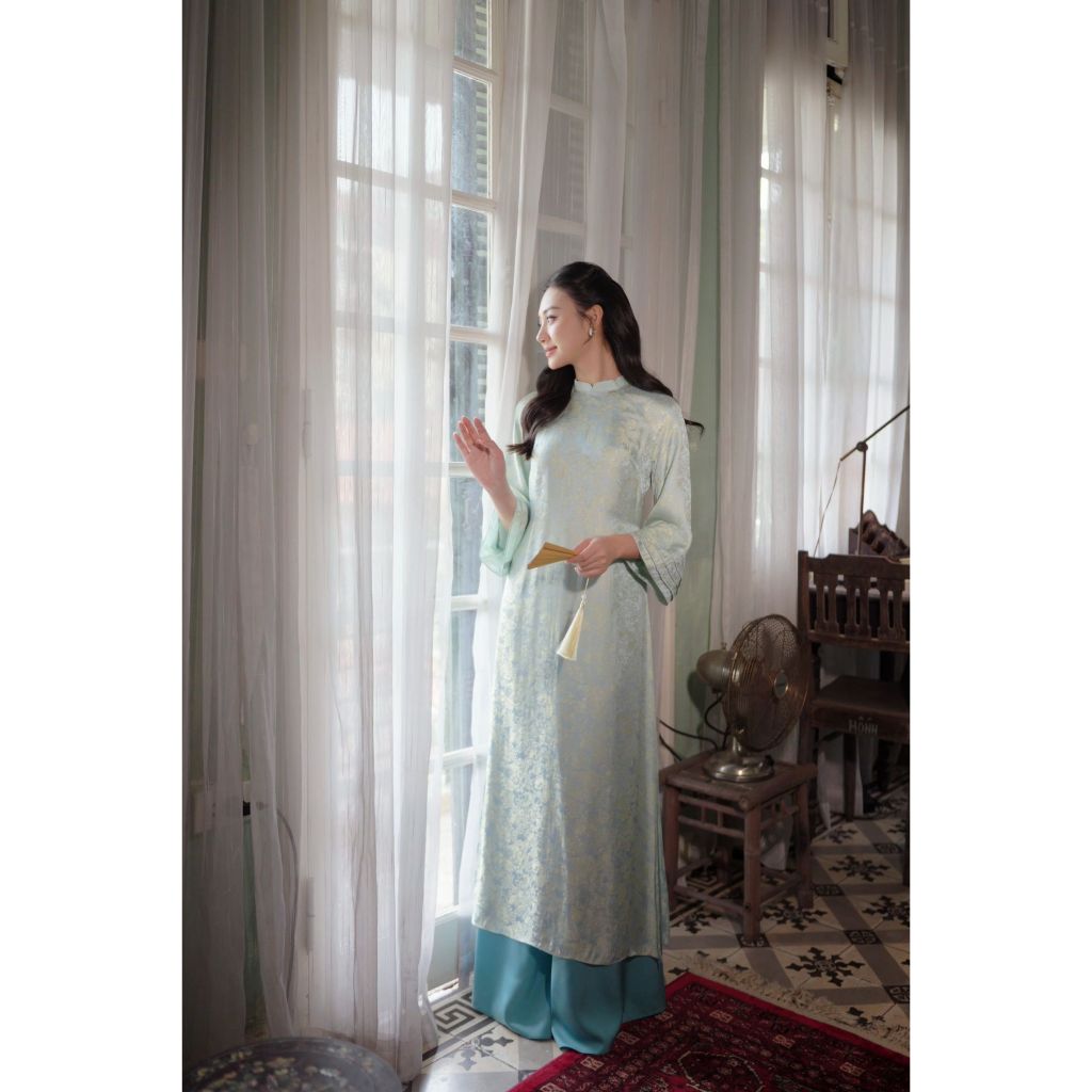 Áo dài cách tân AD250 - QD048 dáng suông rộng tà ngắn