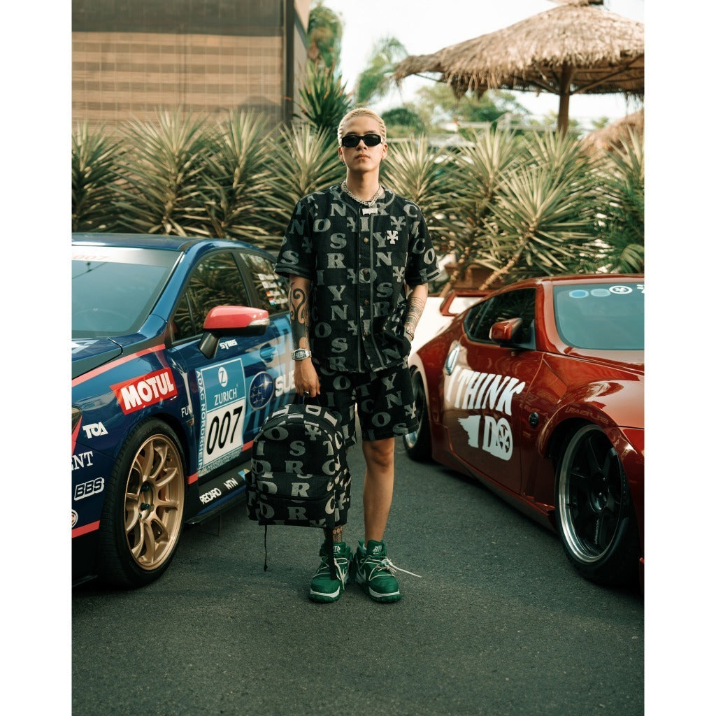 DirtyCoins Letters Monogram Denim Jersey Shirt - Black