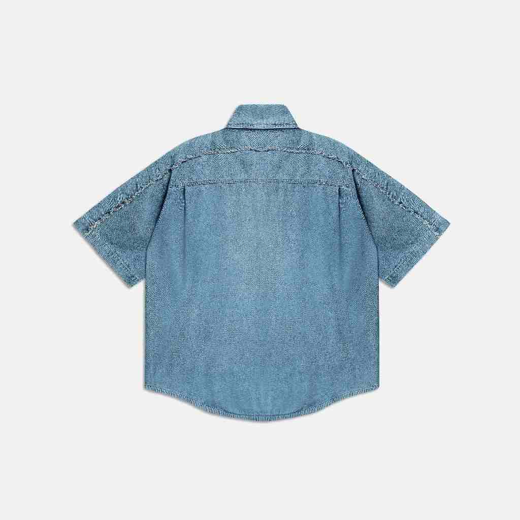 Áo NEEDS OF WISDOM S/S Patch Denim Shirts - Blue - Local Brand Chính Hãng