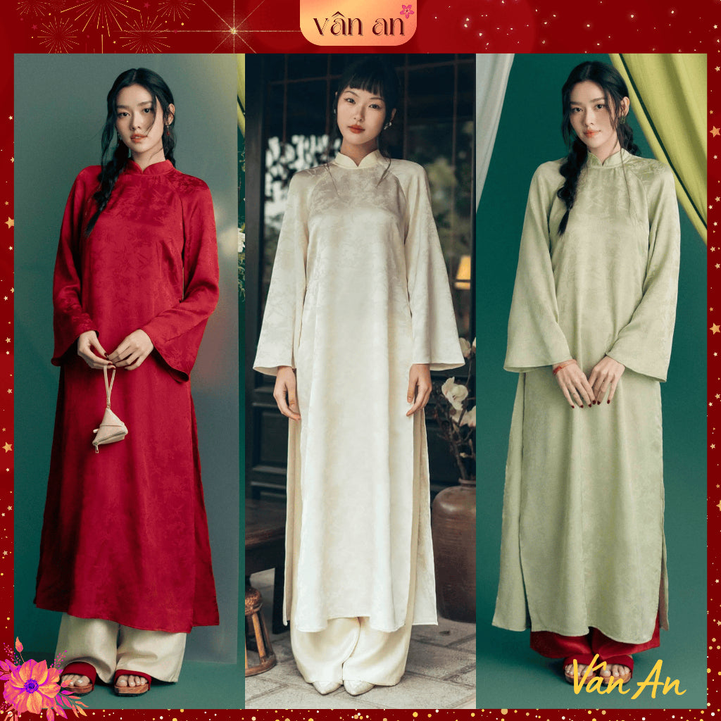 [VAN AN - TET 2026] CHAU VU Ao Dai - Long Design, Long Sleeves - High Quality Woven Chunky Brocade Material - (AVAILABLE)