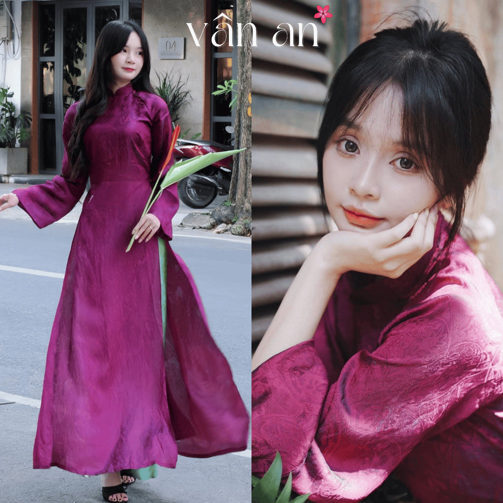 [VAN AN - TET 2026] NHA TINH Ao Dai - Traditional Form, Long Flared Sleeves, High Quality Iridescent Silk Material