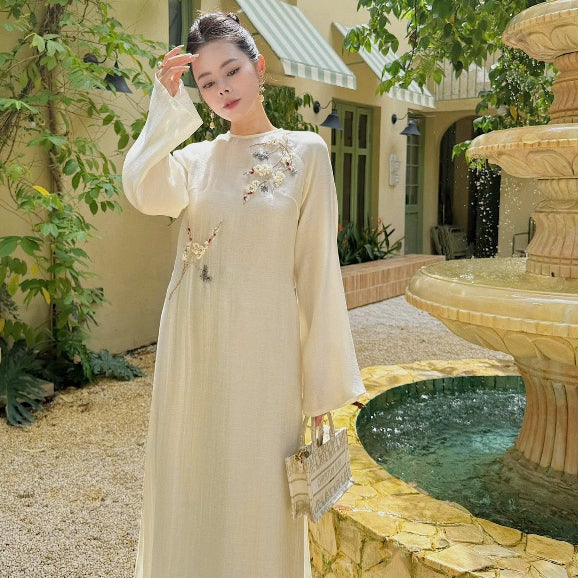 [PRE-ORDER] My Chuc ribbon embroidered modern ao dai 