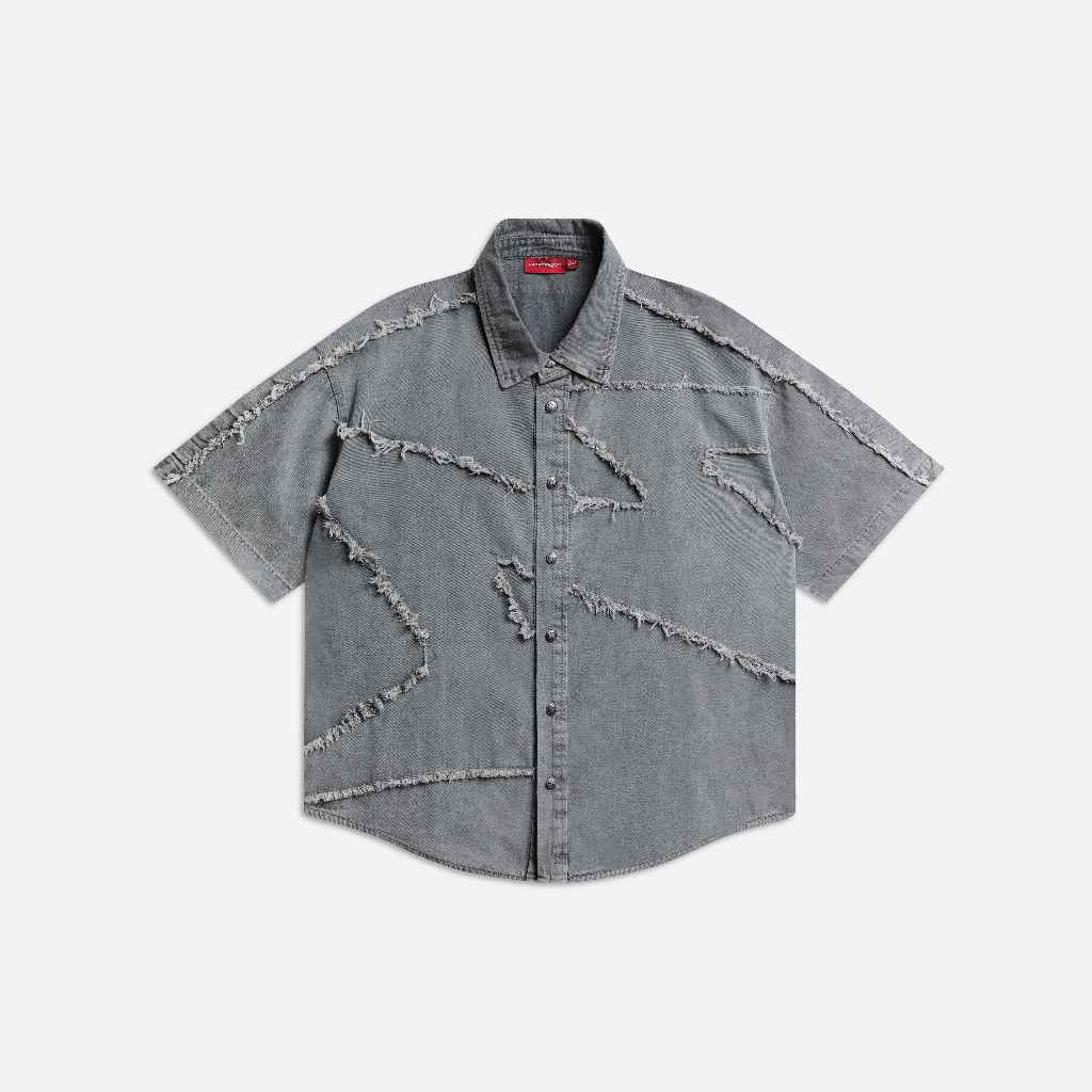 Áo NEEDS OF WISDOM S/S Patch Denim Shirts - Grey - Local Brand Chính Hãng
