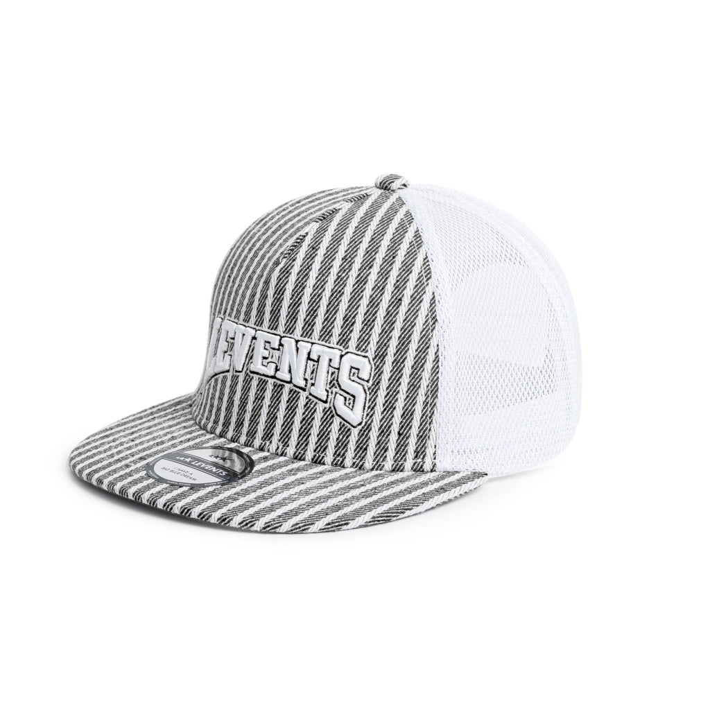 Snapback Striped Trucker Hat 50% Poly &amp; 50% Cotton Unisex
