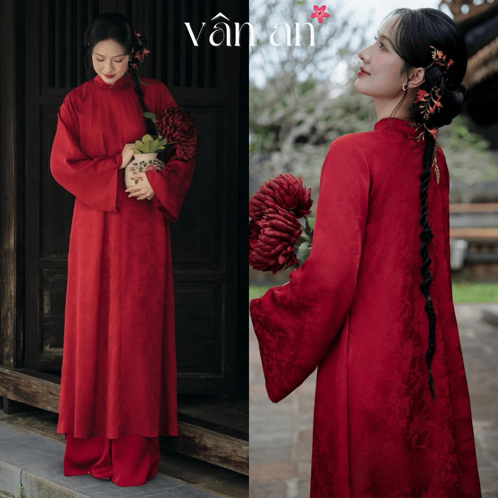 [VAN AN - TET 2026] CHAU VU Ao Dai - Long Design, Long Sleeves - High Quality Woven Chunky Brocade Material - (AVAILABLE)