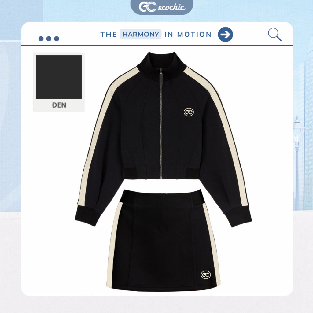 ECOCHIC FASHION Striped Skirt and Pants Set, Dynamic Sportswear, High Quality, Soft Material HNH B210 B211 B212