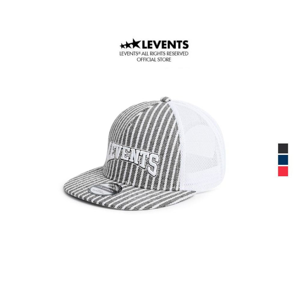 Snapback Striped Trucker Hat 50% Poly &amp; 50% Cotton Unisex