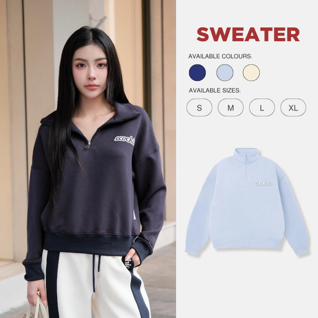 Áo Nỉ Sweater ECOCHIC BASIC HALFZIP Chất Liệu Cao Cấp Công Nghệ Mới VERSION 1 + 2 B092 B189