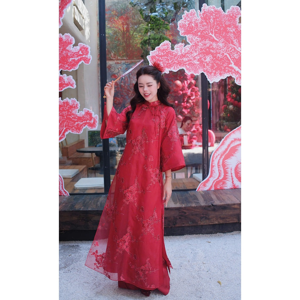 [PRE-ORDER] Khue Cac 4-panel Ao Dai with Chinese collar 