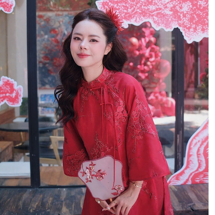 [PRE-ORDER] Khue Cac 4-panel Ao Dai with Chinese collar 