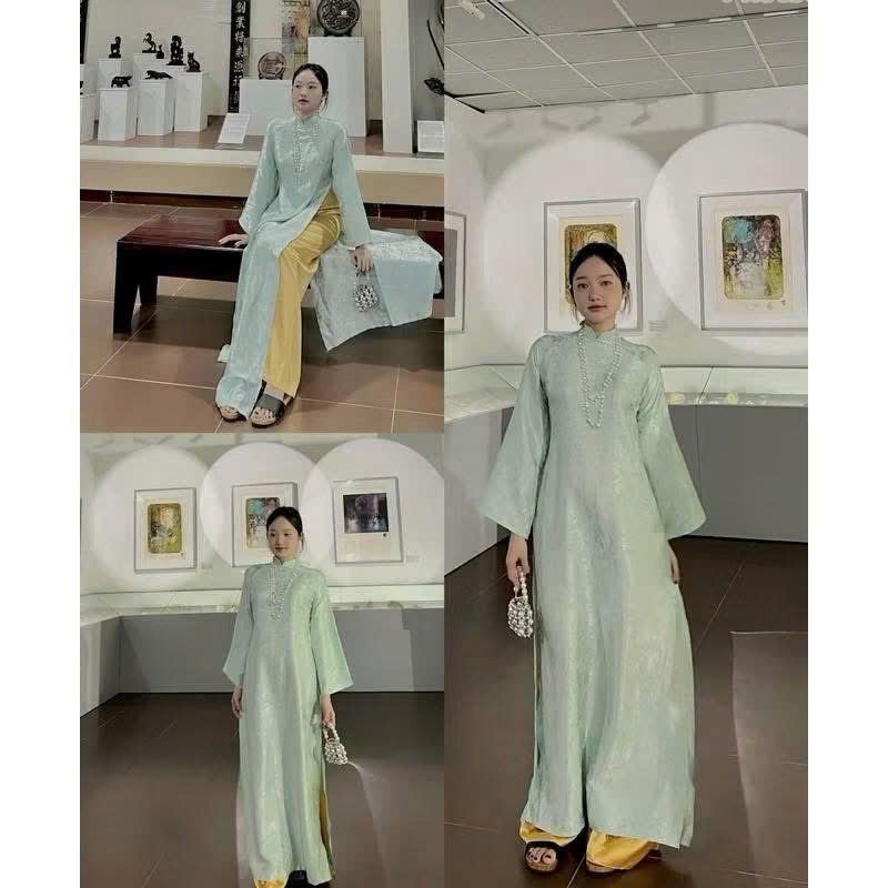 [PRE-ORDER] Silk Brocade Straight-cut Ao Dai with pants