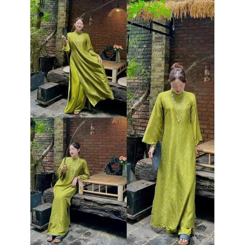 [PRE-ORDER] Silk Brocade Straight-cut Ao Dai with pants