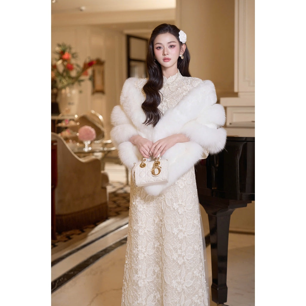 [PRE-ORDER] Tuyet Suong 4-panel lace modernized ao dai 