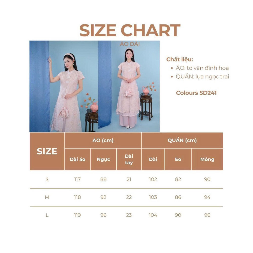 Yen Chi pink ao dai with sophisticated 3D floral pattern, high-quality silk mixed with silk - SD241 LANA DESIGN