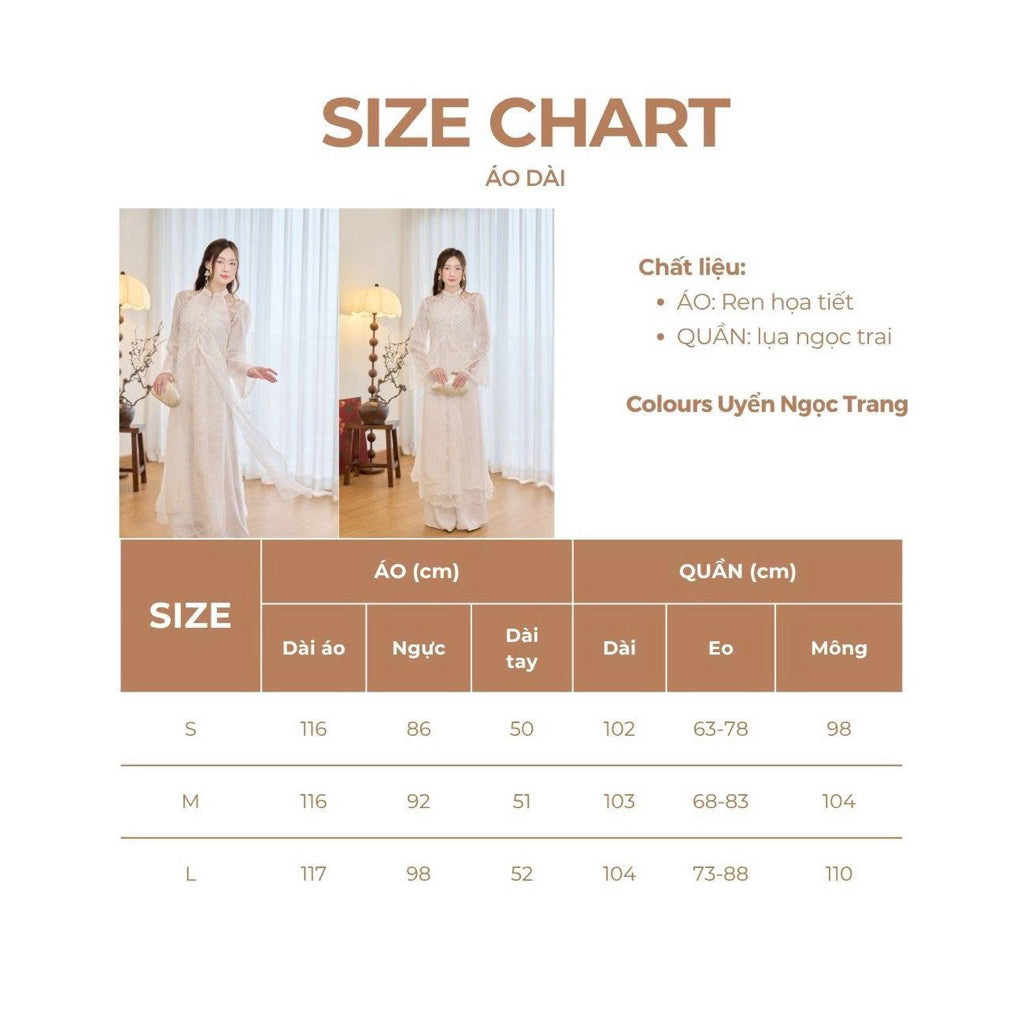 Uyen Ngoc Trang innovative women's ao dai with fake yem design, cutout shoulder, hidden floral lace fabric and light shimmering silk – SD396 LANA DESIGN