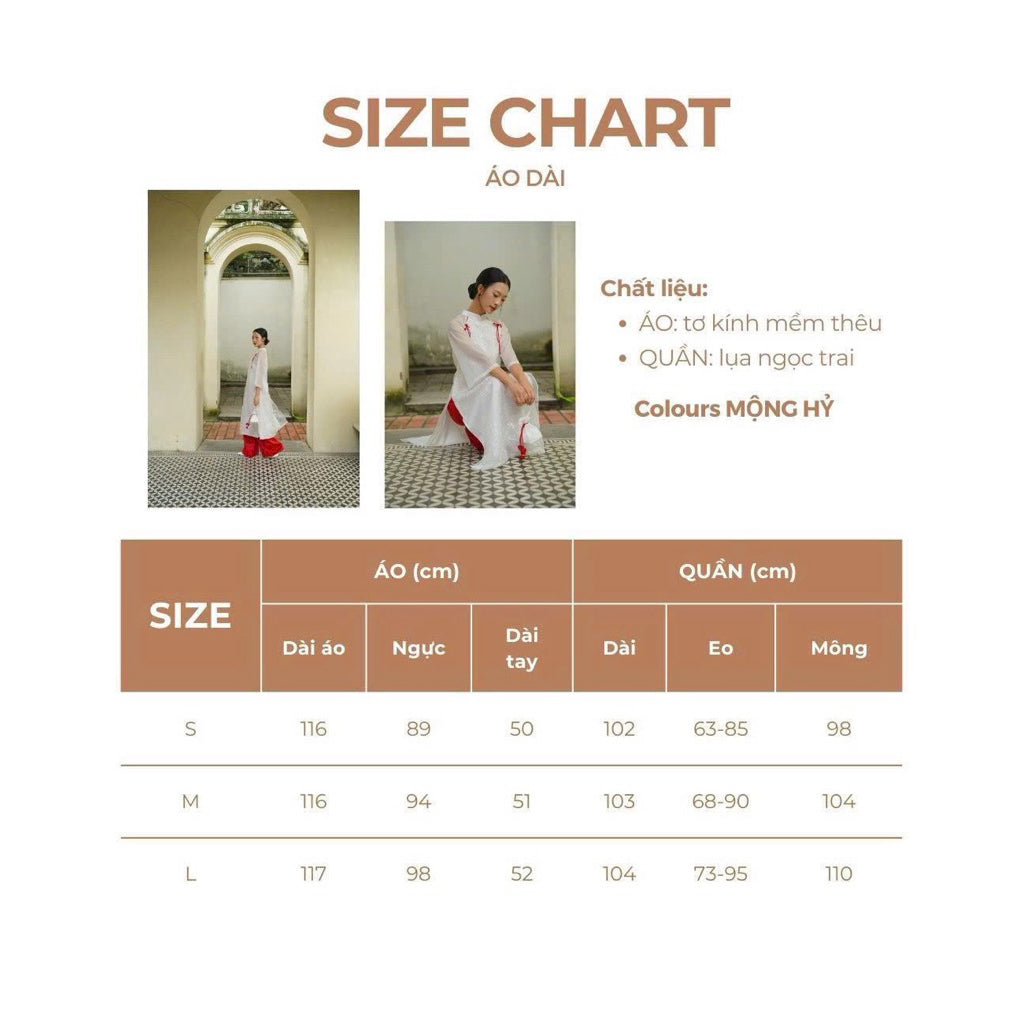 Innovative Ao Dai designed by MỘNG HỒ in white with embroidered floral motifs and red bow, made of high quality silk and silk - SD002 LANA DESIGN