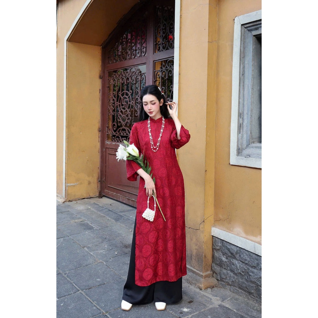 [PRE-ORDER] Luxurious SILK Ao Dai with Chinese collar and pants