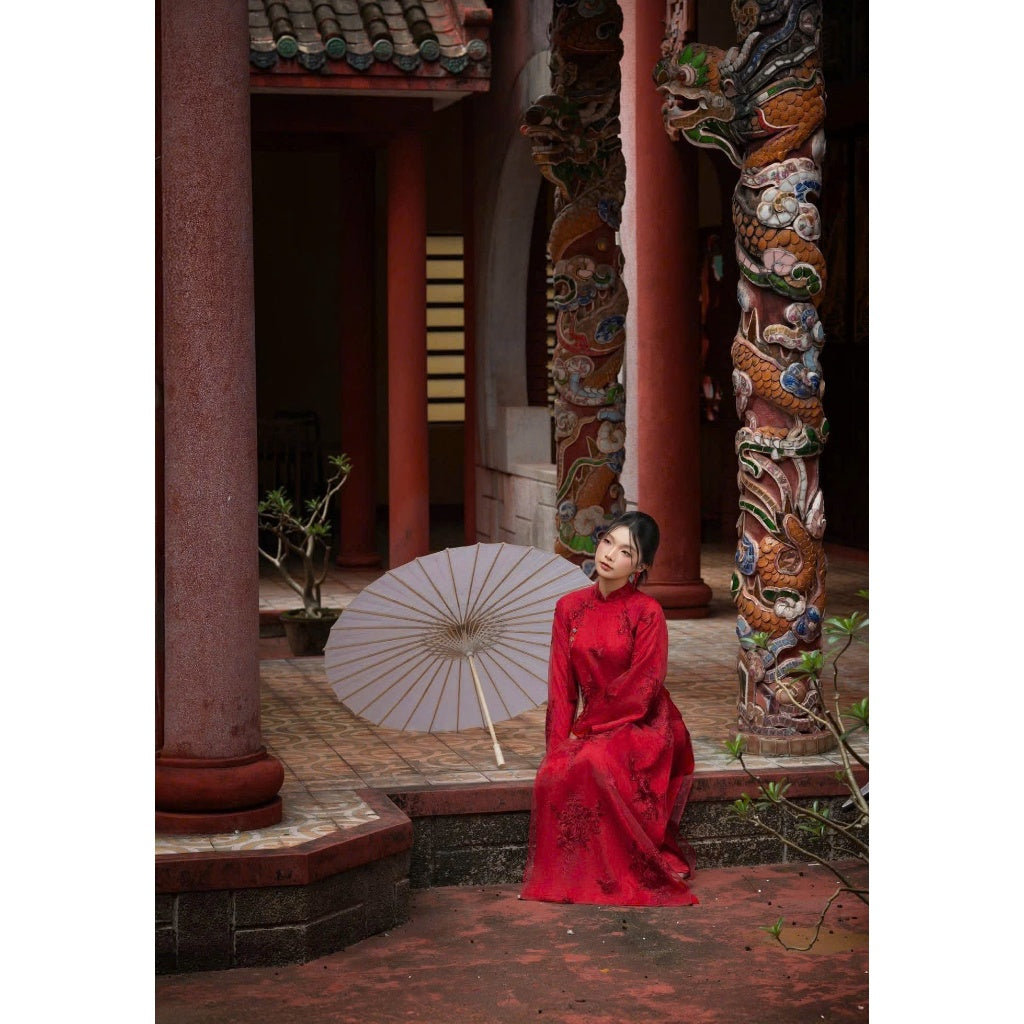 [PRE-ORDER] Hong Nhan Modern Ao Dai - 4-panel silk chiffon fabric with pants