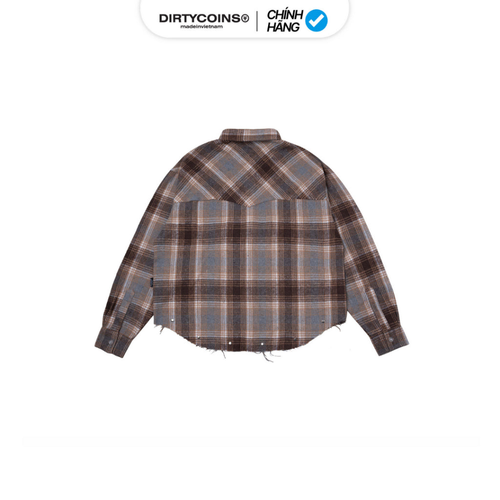 [DCxRS] DirtyCoins Flannel Western Rivet Brown Jacket