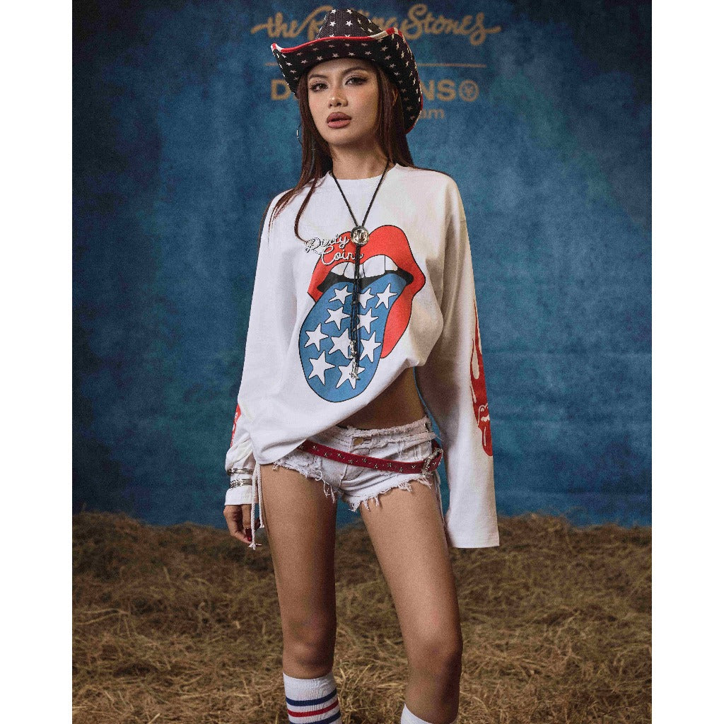 [DCxRS] DirtyCoins Flame Tongue White Long Sleeve T-Shirt