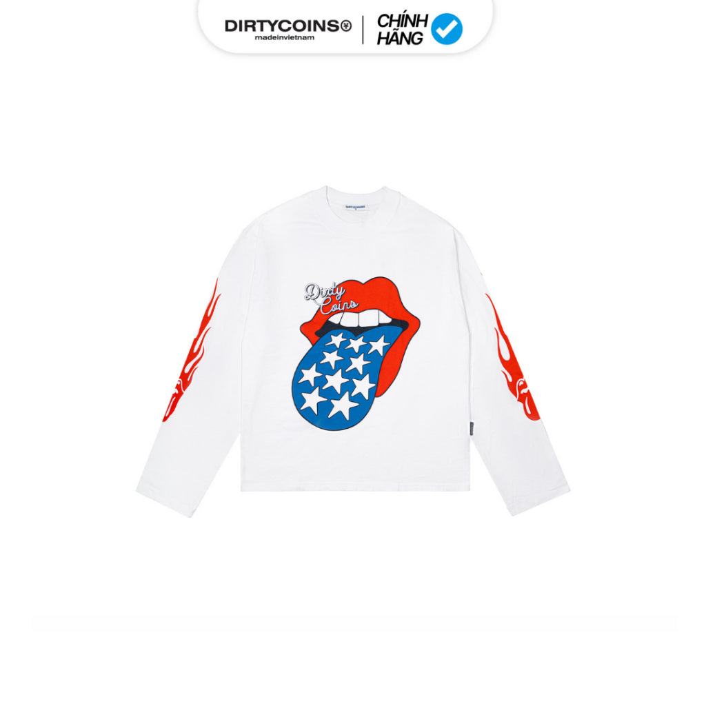 [DCxRS] DirtyCoins Flame Tongue White Long Sleeve T-Shirt